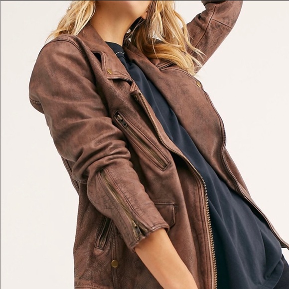 NWOT Free People Jealousy Leather Jacket Xsmall. Champagne. - Picture 2 of 14